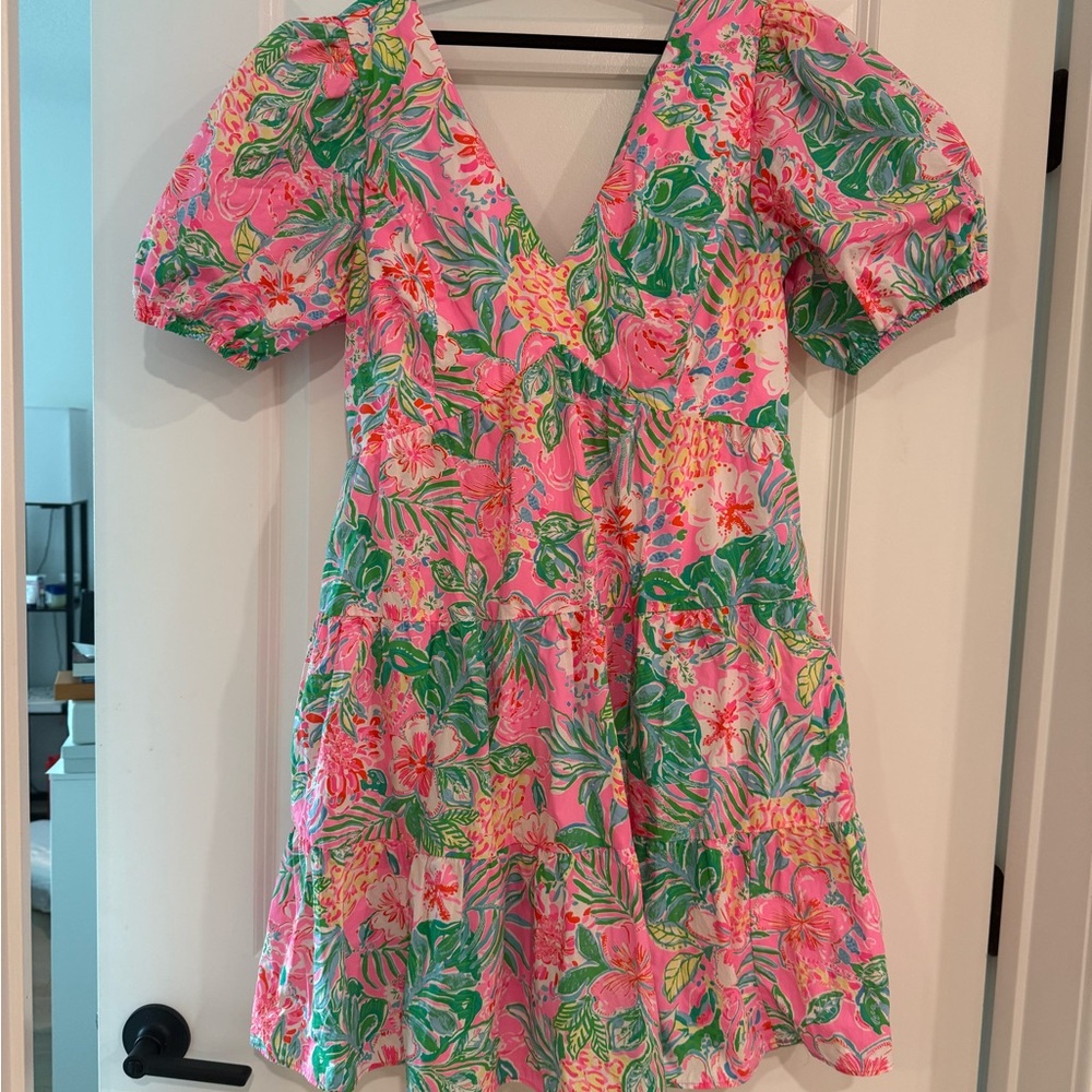 Lilly Pulitzer Hot Pink Tropical Print Dress